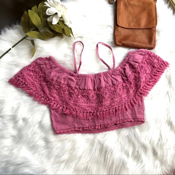 AEO American Eagle Outfitters Crochet Crop Top S - Picture 5 of 8